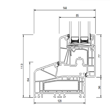 Fenster (DKR) IDEAL 7000NL 800x1100 2Fach Verglasung (anthrazit) – Bild 2