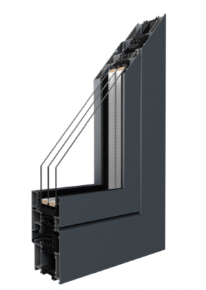 Balkontür Aluminium MB-86N SI 1100x2100 2Fach Verglasung (Anthrazit)